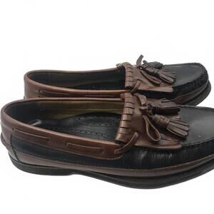 Johnston & Murphy Passport Men 9.5 Black & Brown Leather Slip On Loafer